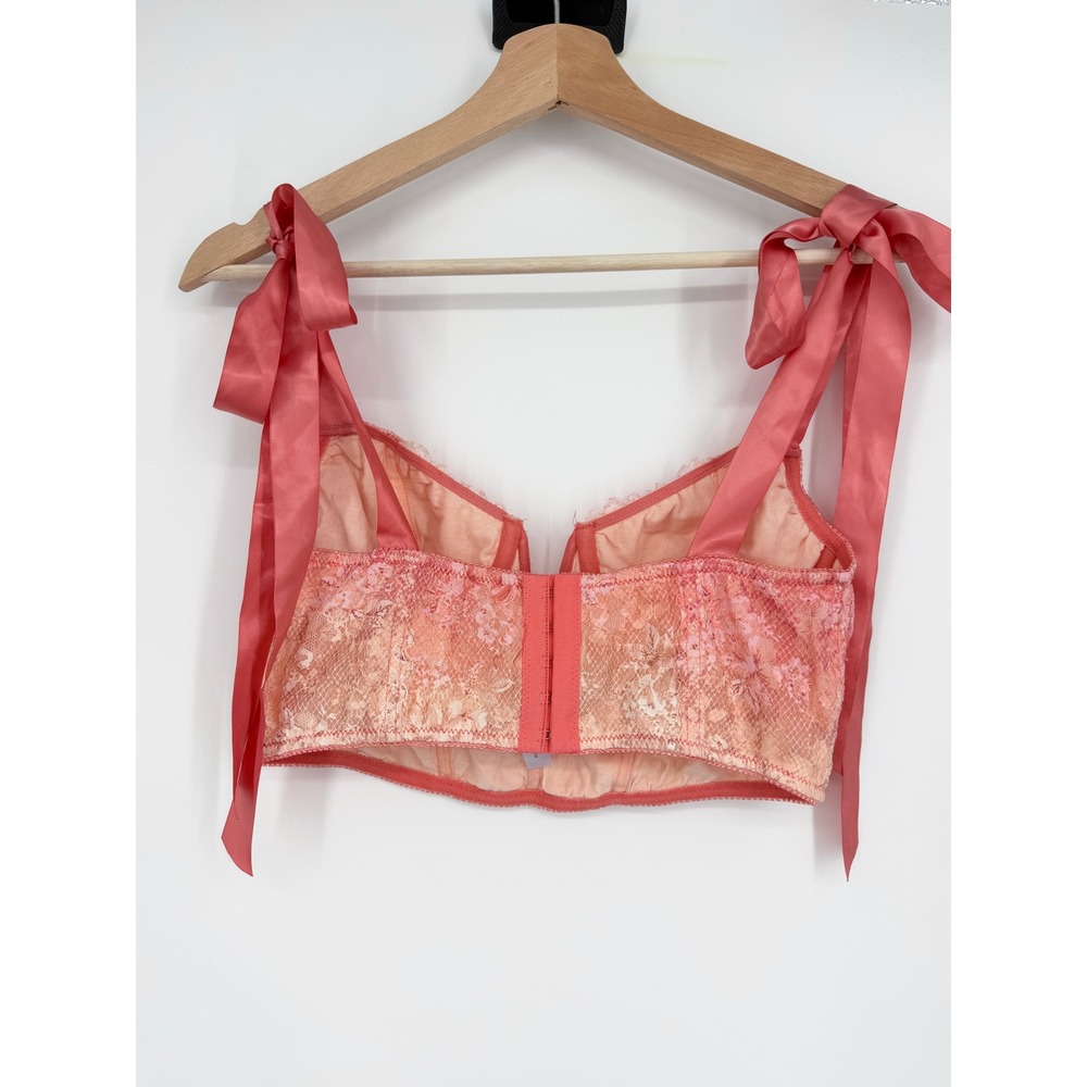 Out From Under Lace Bustier Corset Top Satin Ribbon Tie Straps Sz L Coquette - Picture 4 of 10